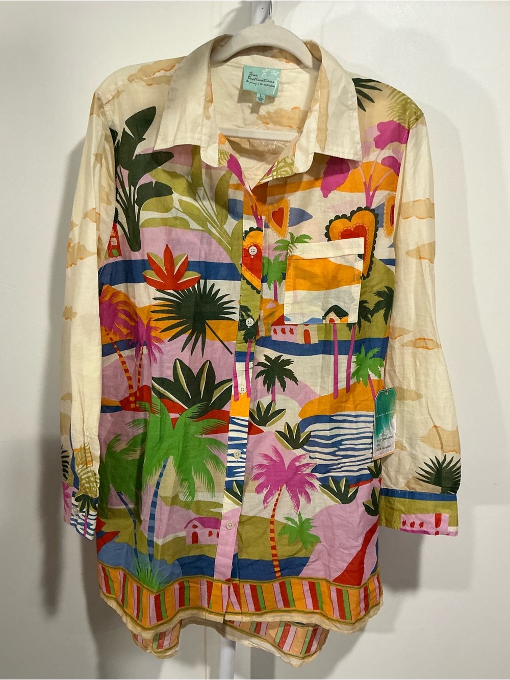 Tropical Print Button-Down Shirt - Multi